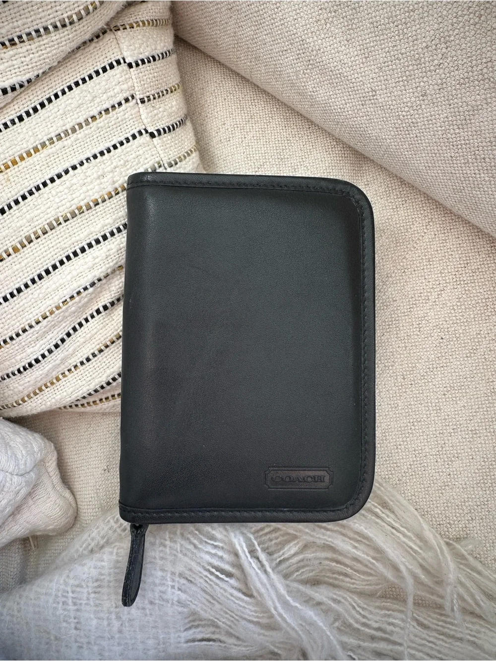Coach Black Leather Zip-Around Wallet PDA Organizer Tech